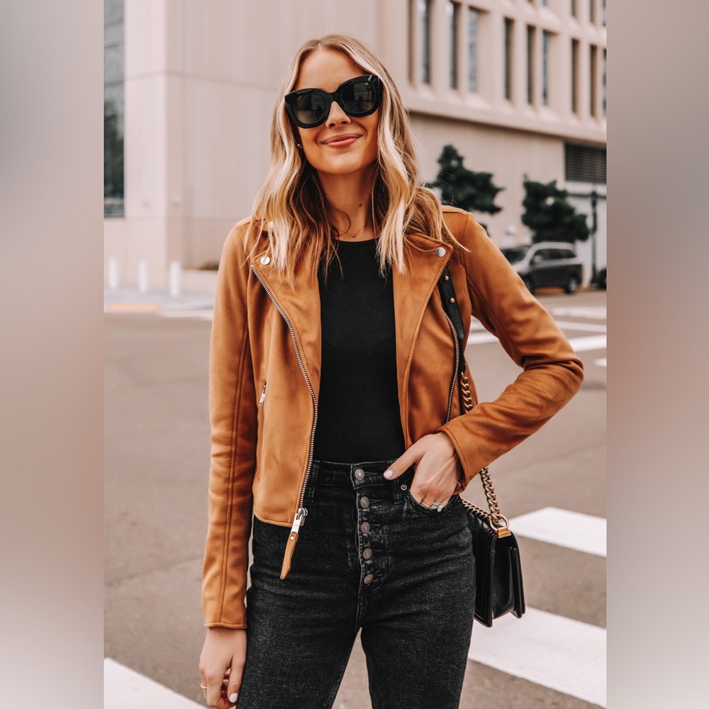 Abercrombie & Fitch vegan leather moto cropped jacket